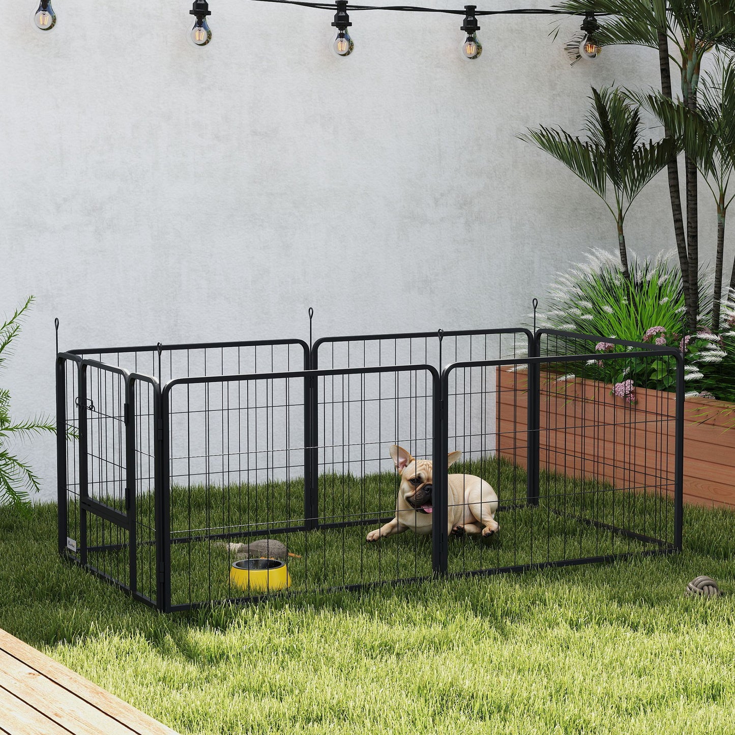 Dog Fence, 6-Panel Steel, Foldable, Indoor/Outdoor