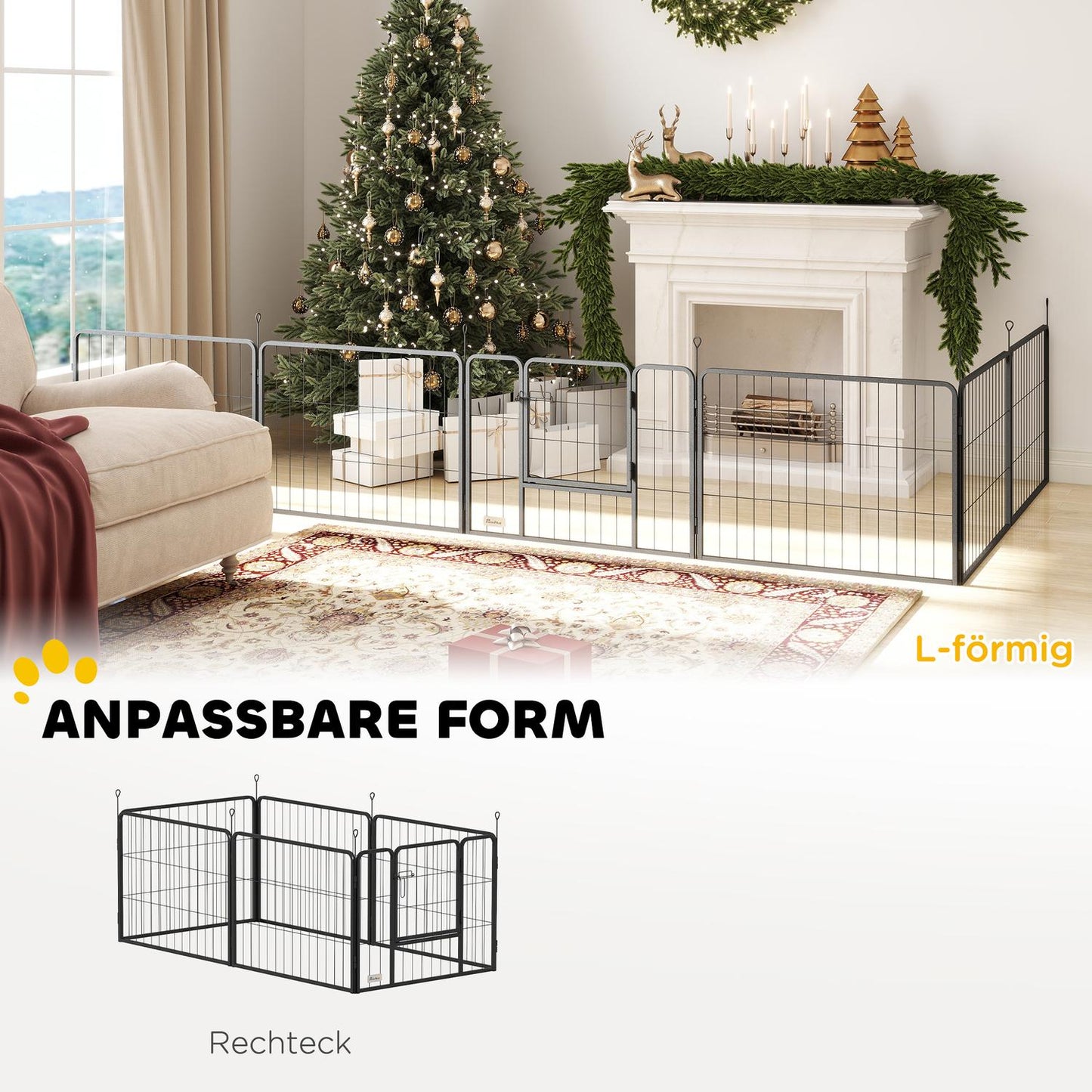 Dog Fence, 6-Panel Steel, Foldable, Indoor/Outdoor