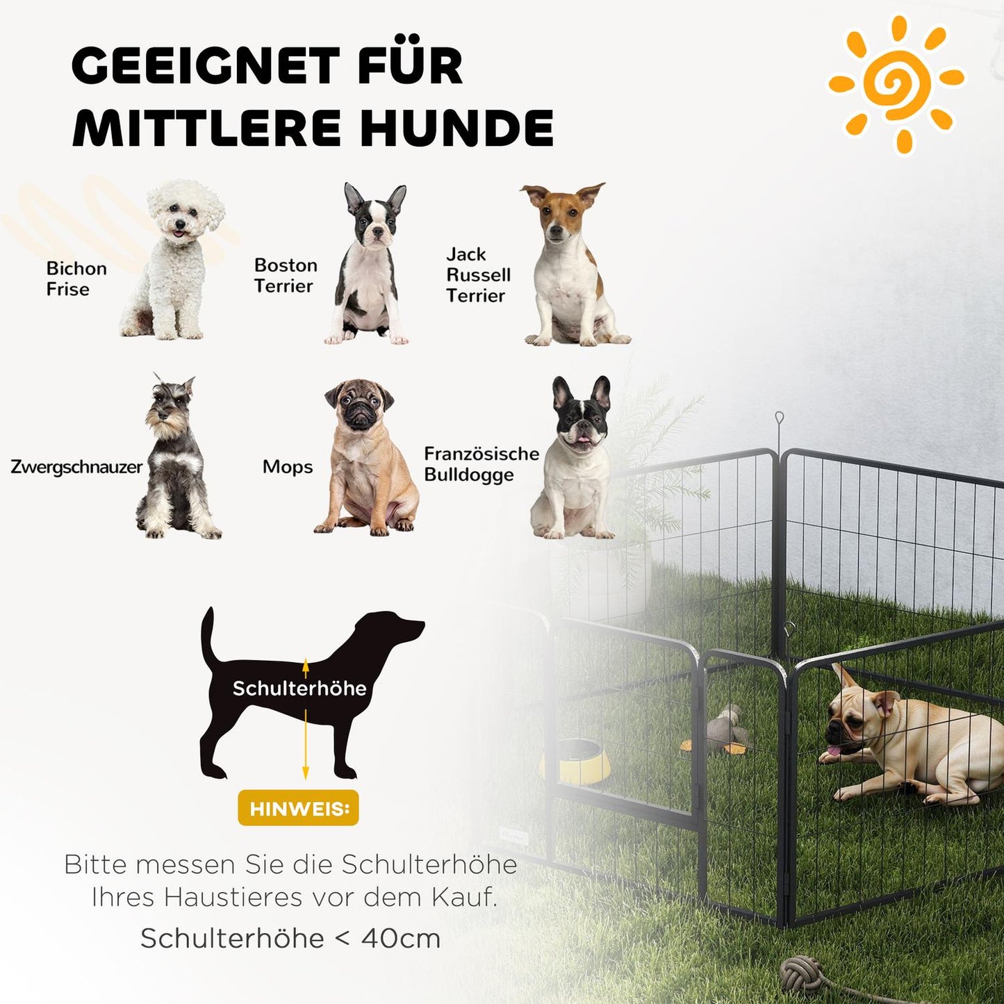 Dog Fence, 6-Panel Steel, Foldable, Indoor/Outdoor