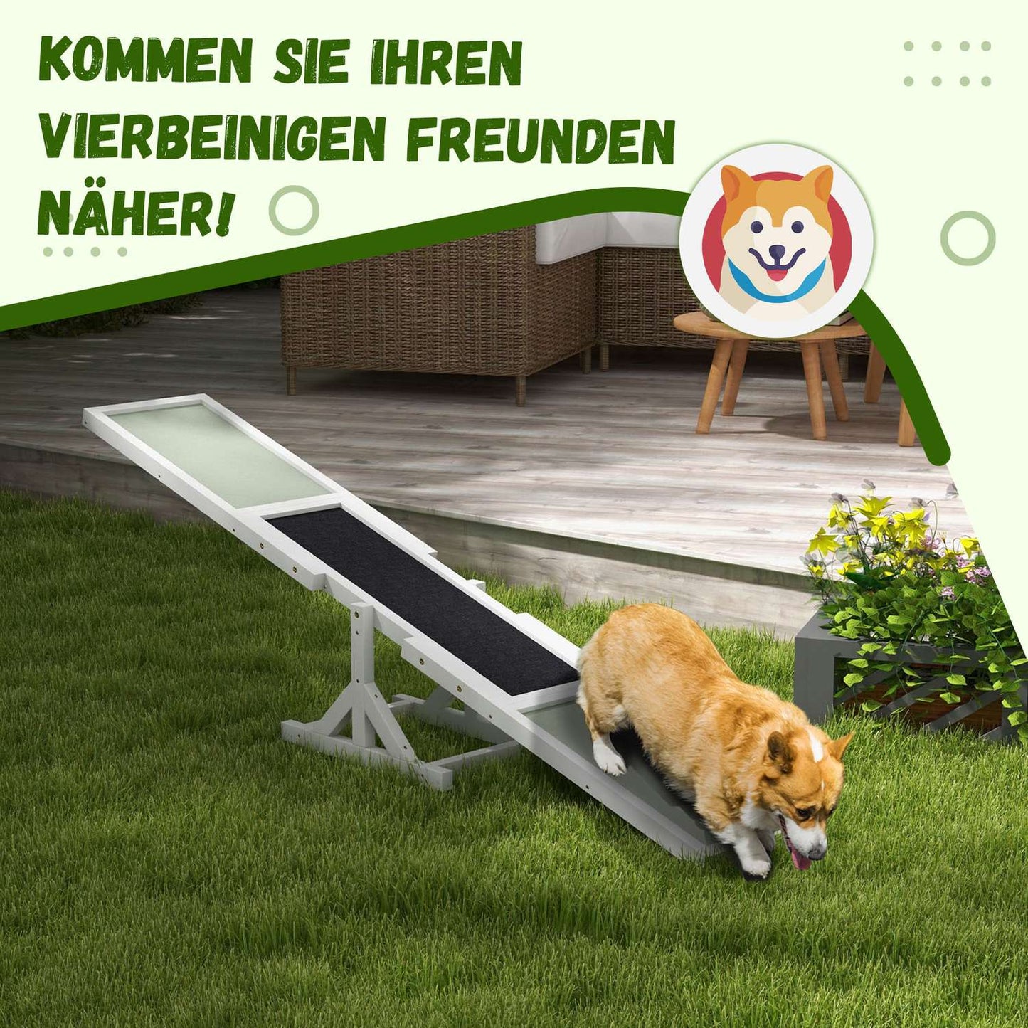 Dog Agility seesaw, non-slip wooden ramp for <30 kg