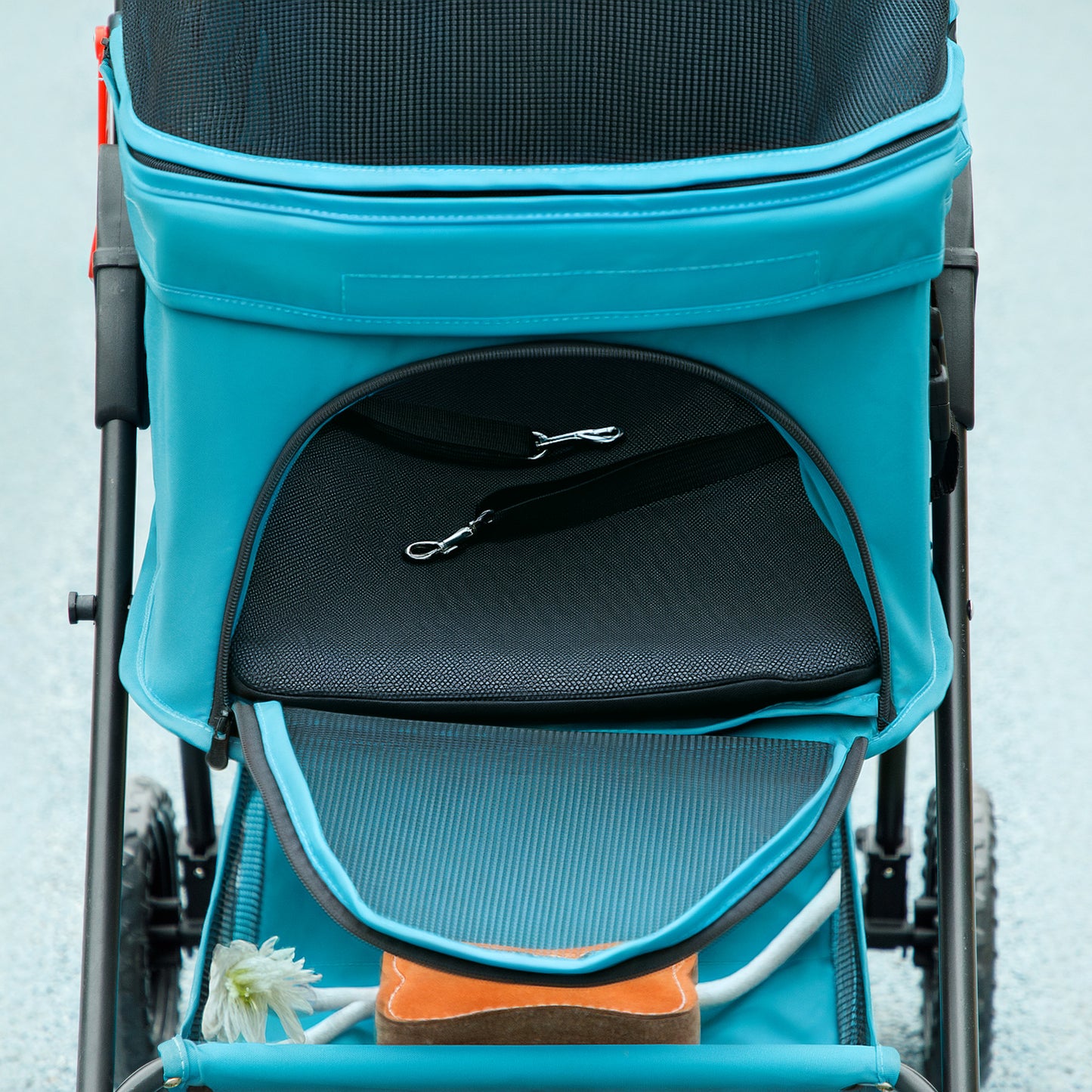 Collapsible 3-in-1 dog and cat stroller with drink holder