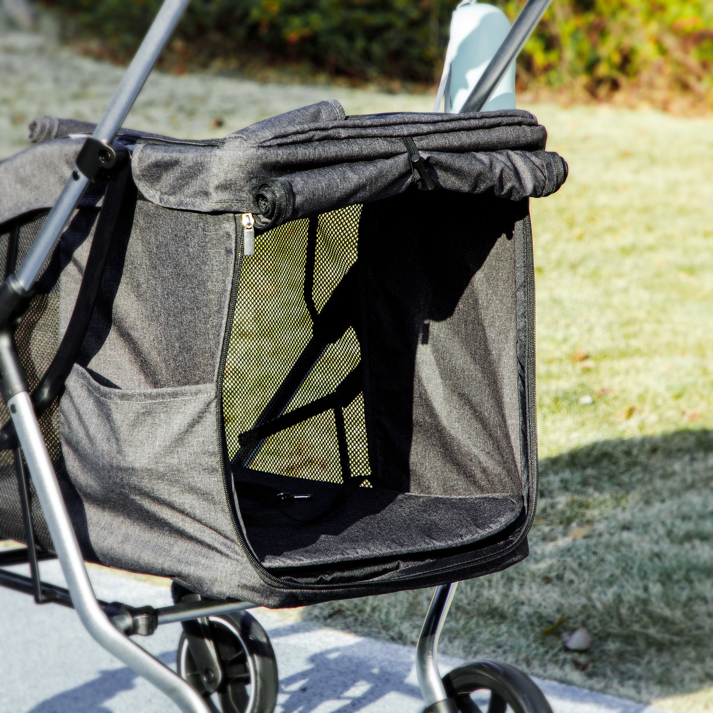 Collapsible aluminum pet cart, up to 10 kg, mesh window
