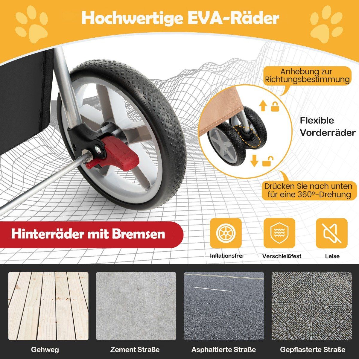 Dog stroller pets buggy up to 15 kg 81 x 45 x 101 cm beige