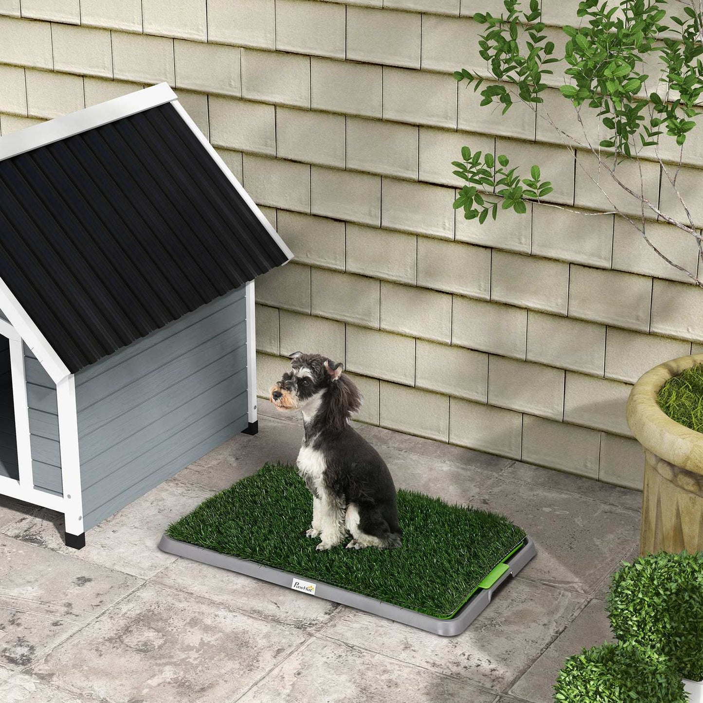 Dog potty training tray with 2 grass mats, 67 x 41 cm
