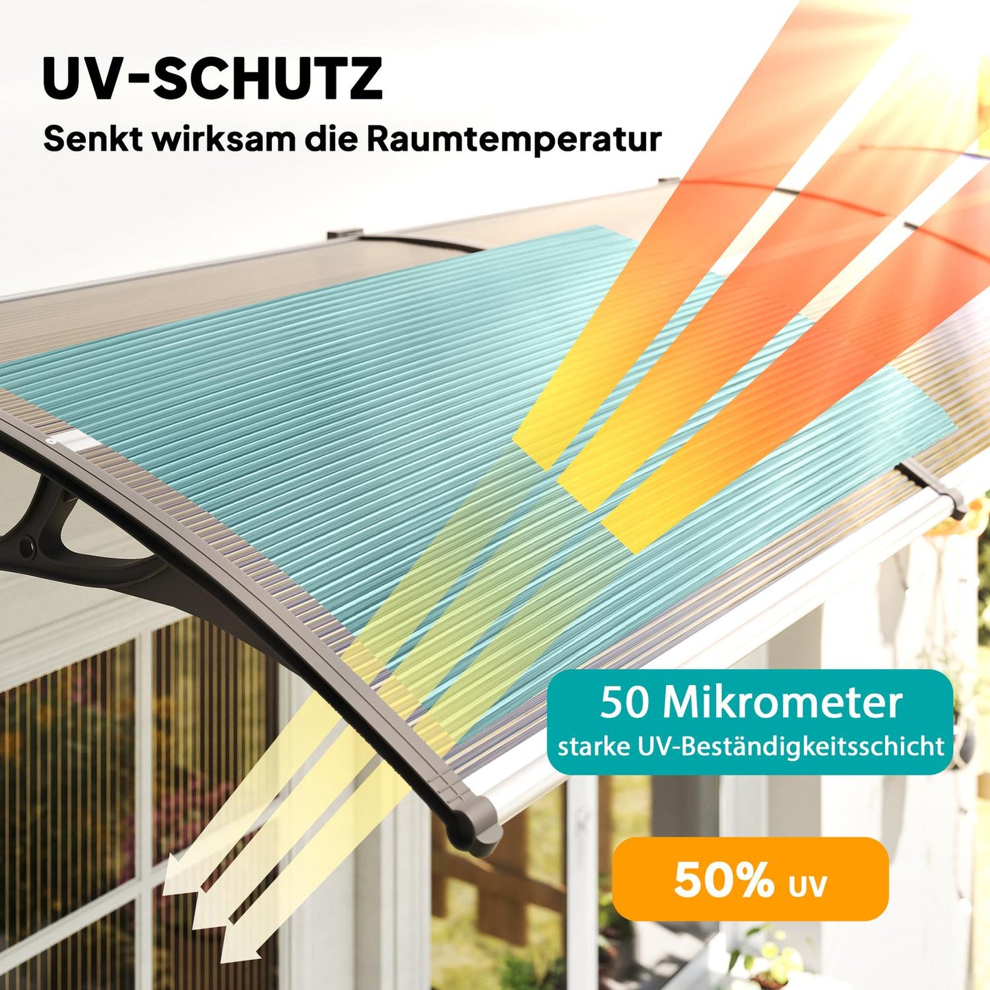 Door Canopy, Weatherproof, Brown, 303x96x27 cm, Aluminum