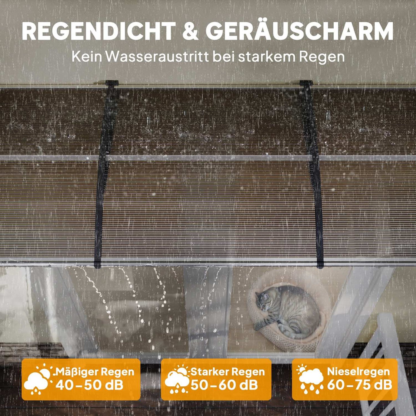 Door Canopy, Weatherproof, Brown, 303x96x27 cm, Aluminum