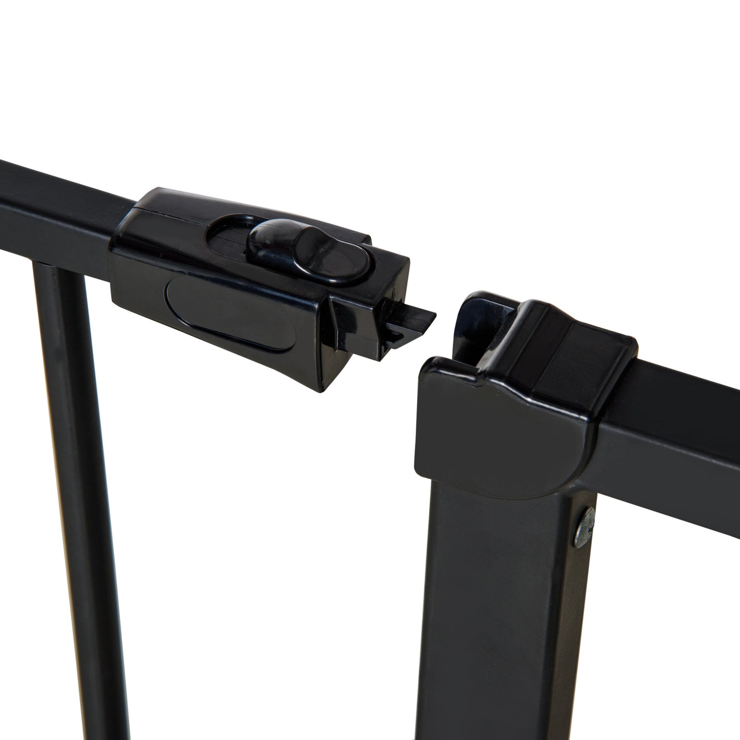 Pet Dog Gate - Black Steel, No-Drill, 76-107x76cm