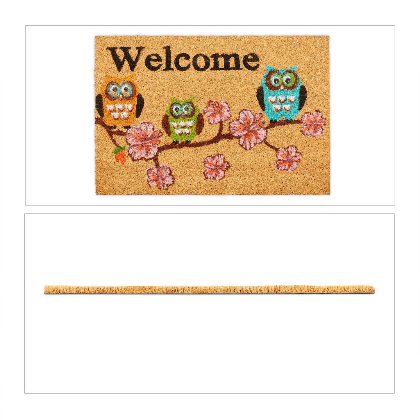 Doormat coconut fiber "Welcome" owls