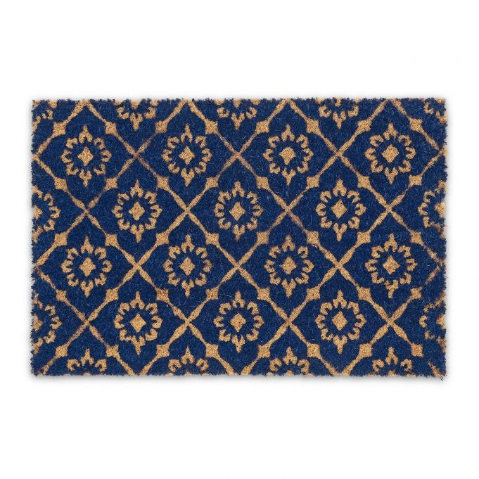 Door mat coconut fiber with floral pattern