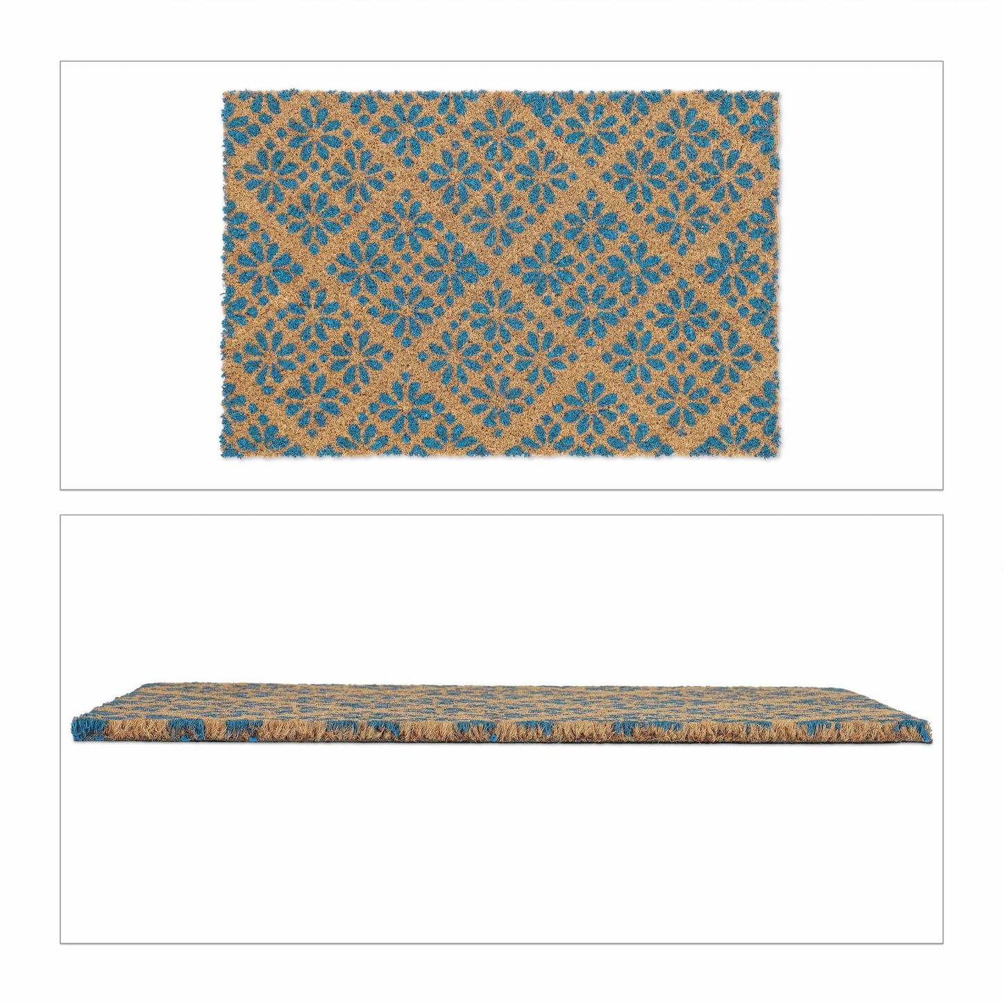 Door mat coconut fiber with floral pattern