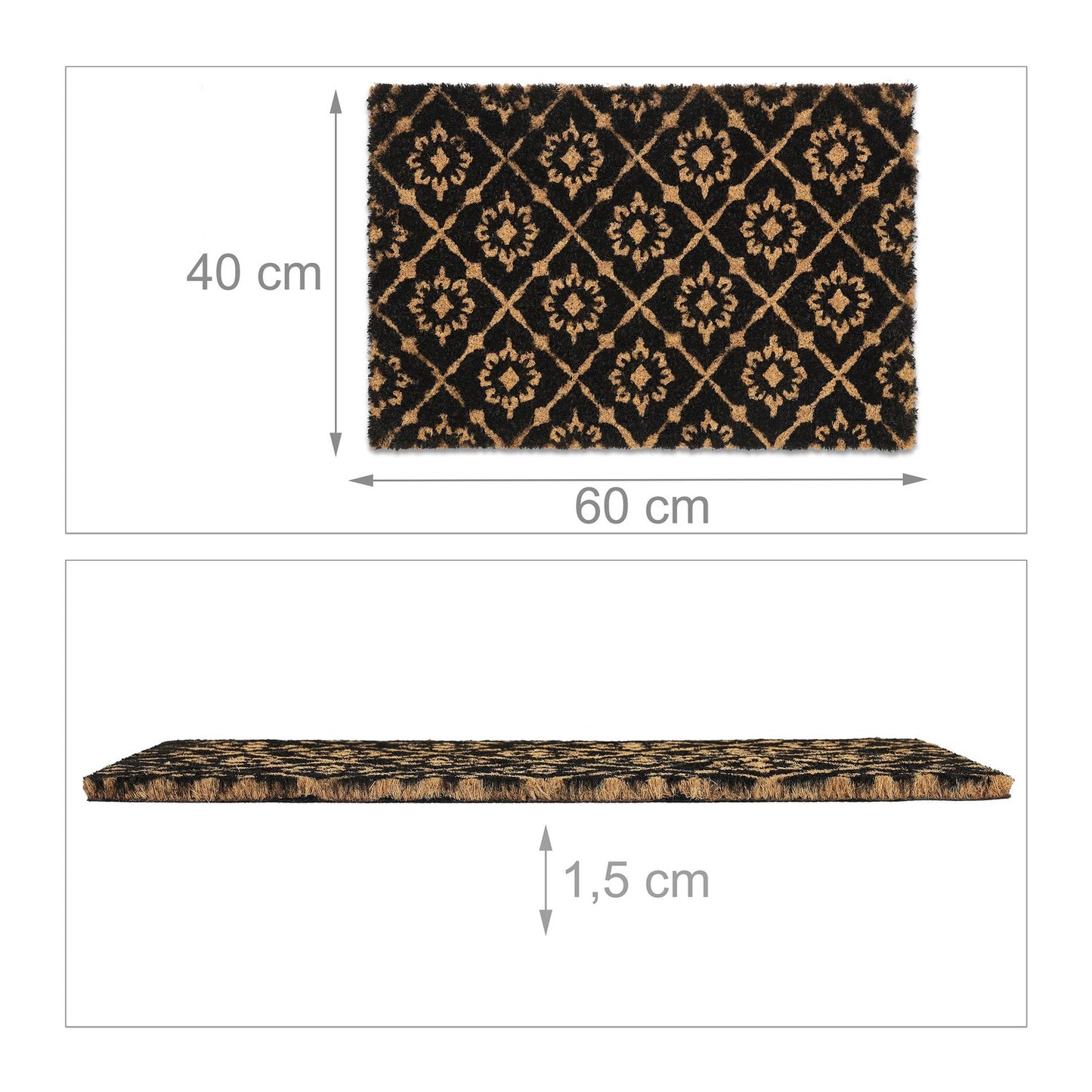Door mat coconut fiber with floral pattern