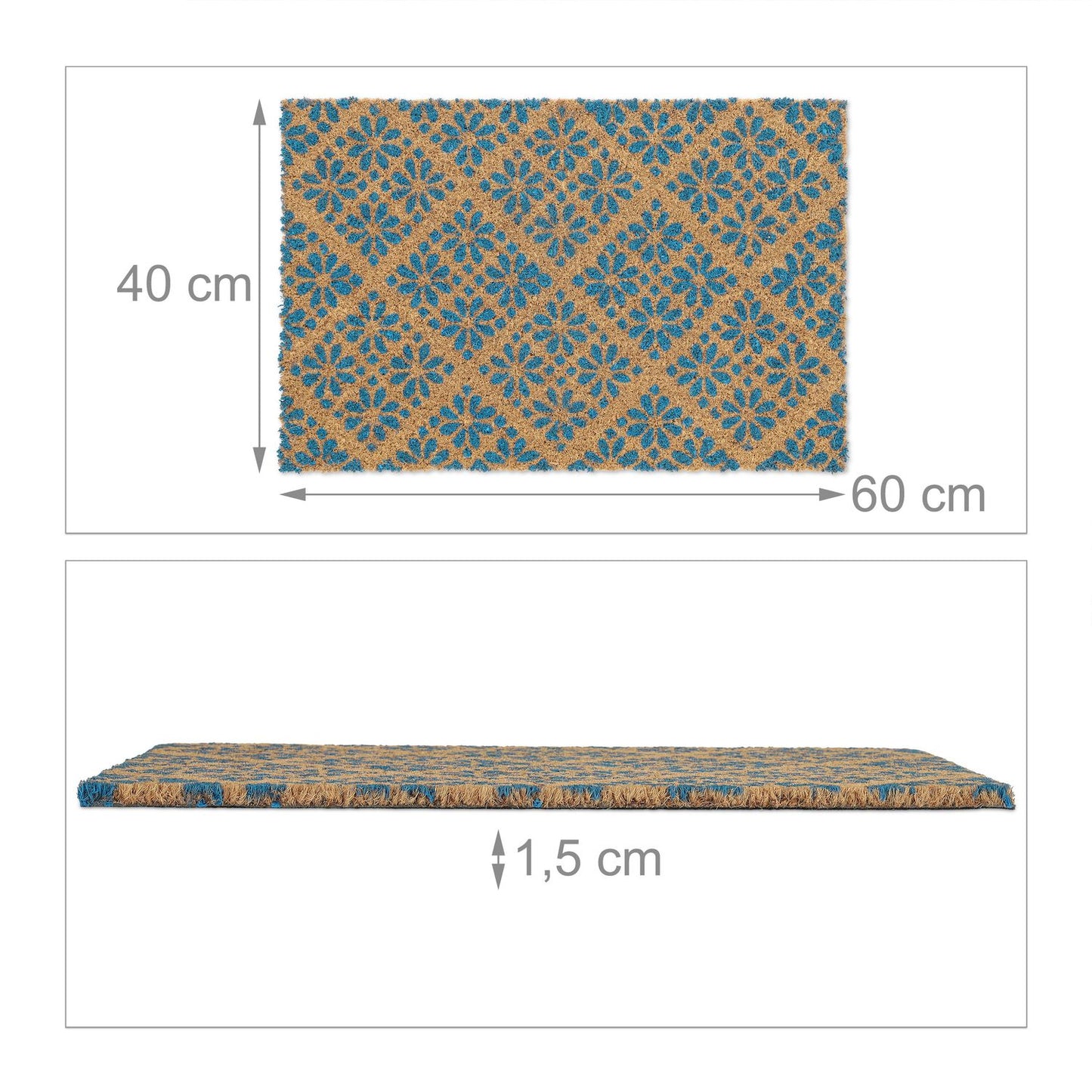 Door mat coconut fiber with floral pattern