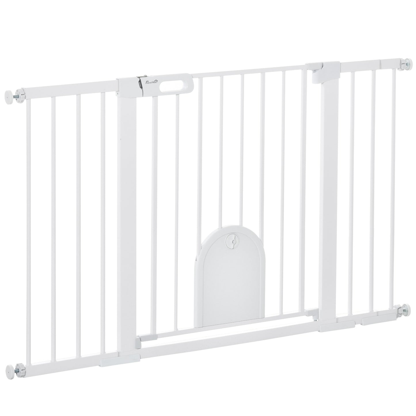 White metal stair gate, 75-131cm, secure clamp