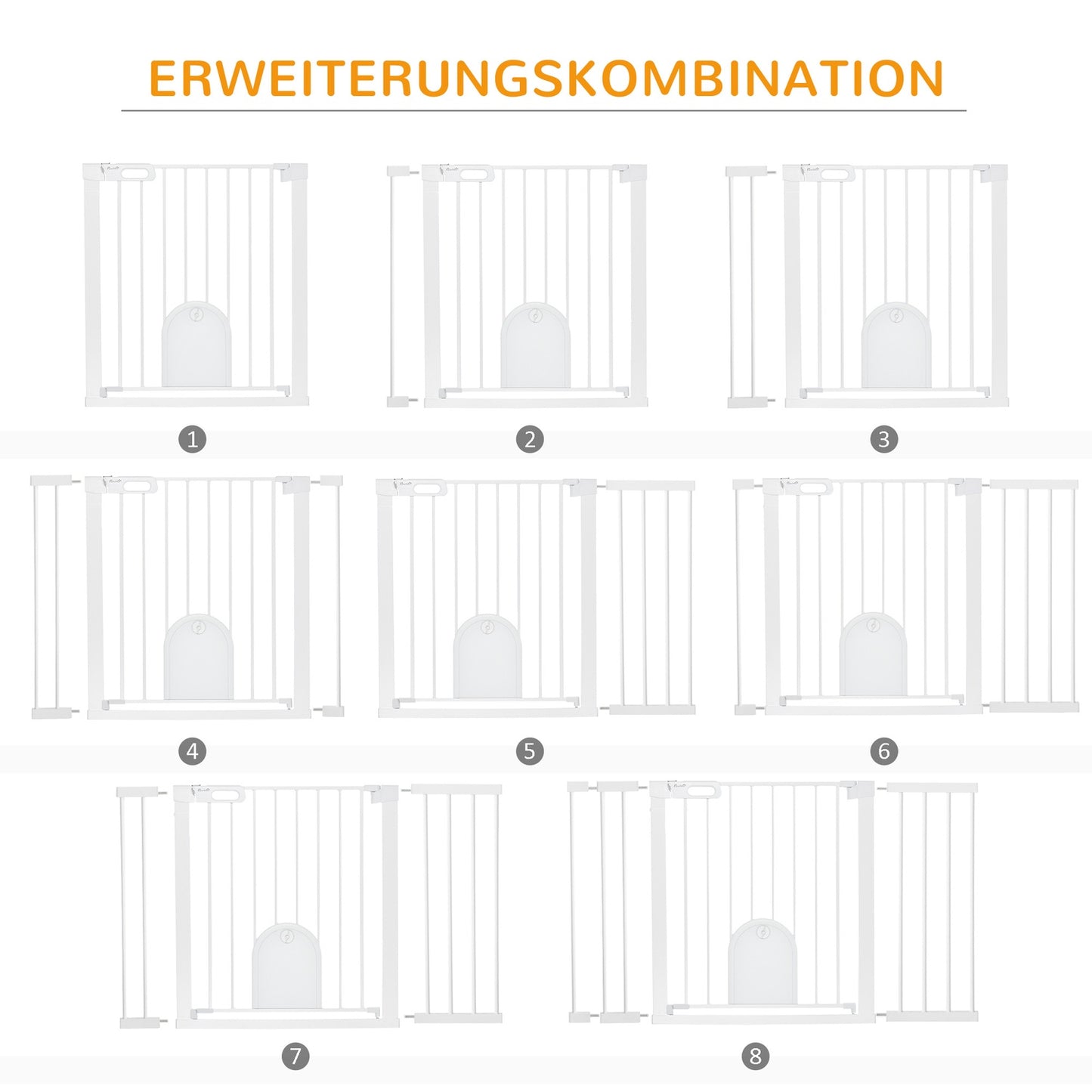 White metal stair gate, 75-131cm, secure clamp