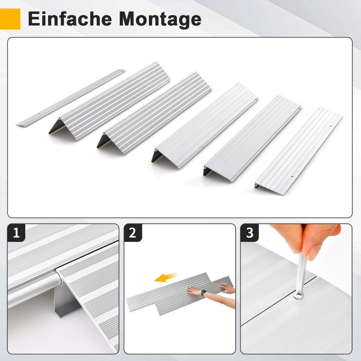 Door sill ramp 13 cm high entry ramp with adjustable aluminum frame non-slip access ramp