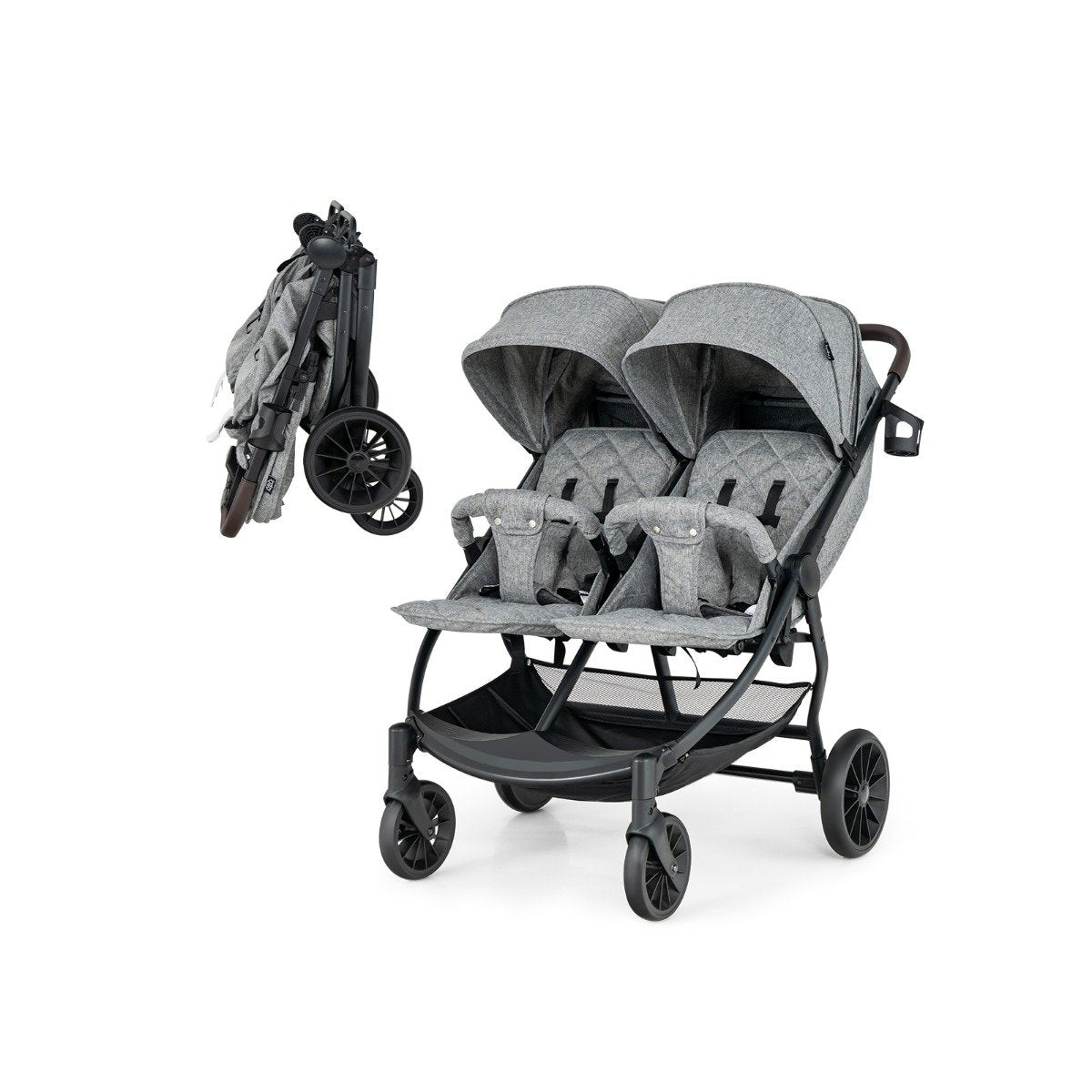 Double stroller sibling stroller with individual tilt 105 x 78.5 x 106 cm gray