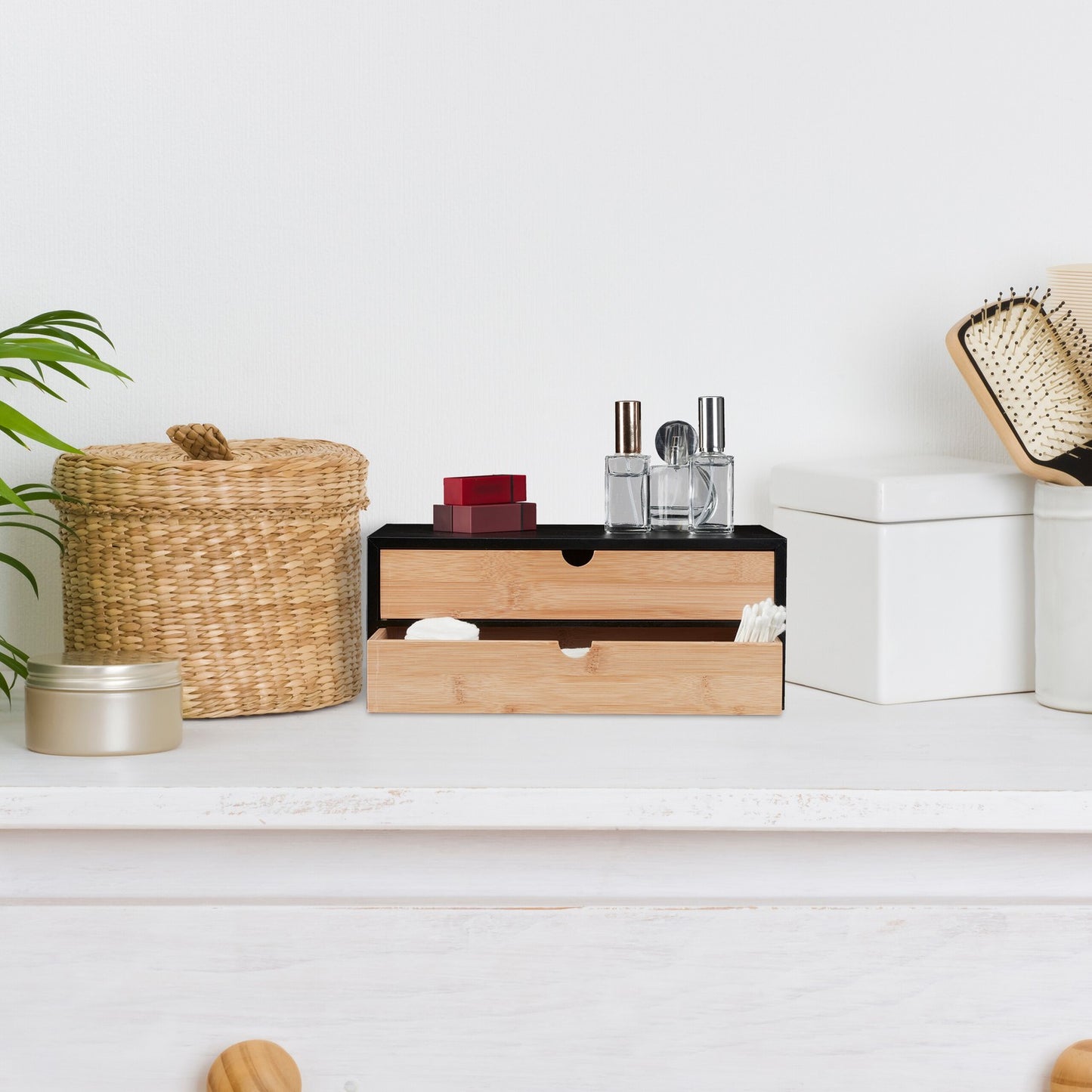 Drawer box in bamboo & MDF 2 compartments