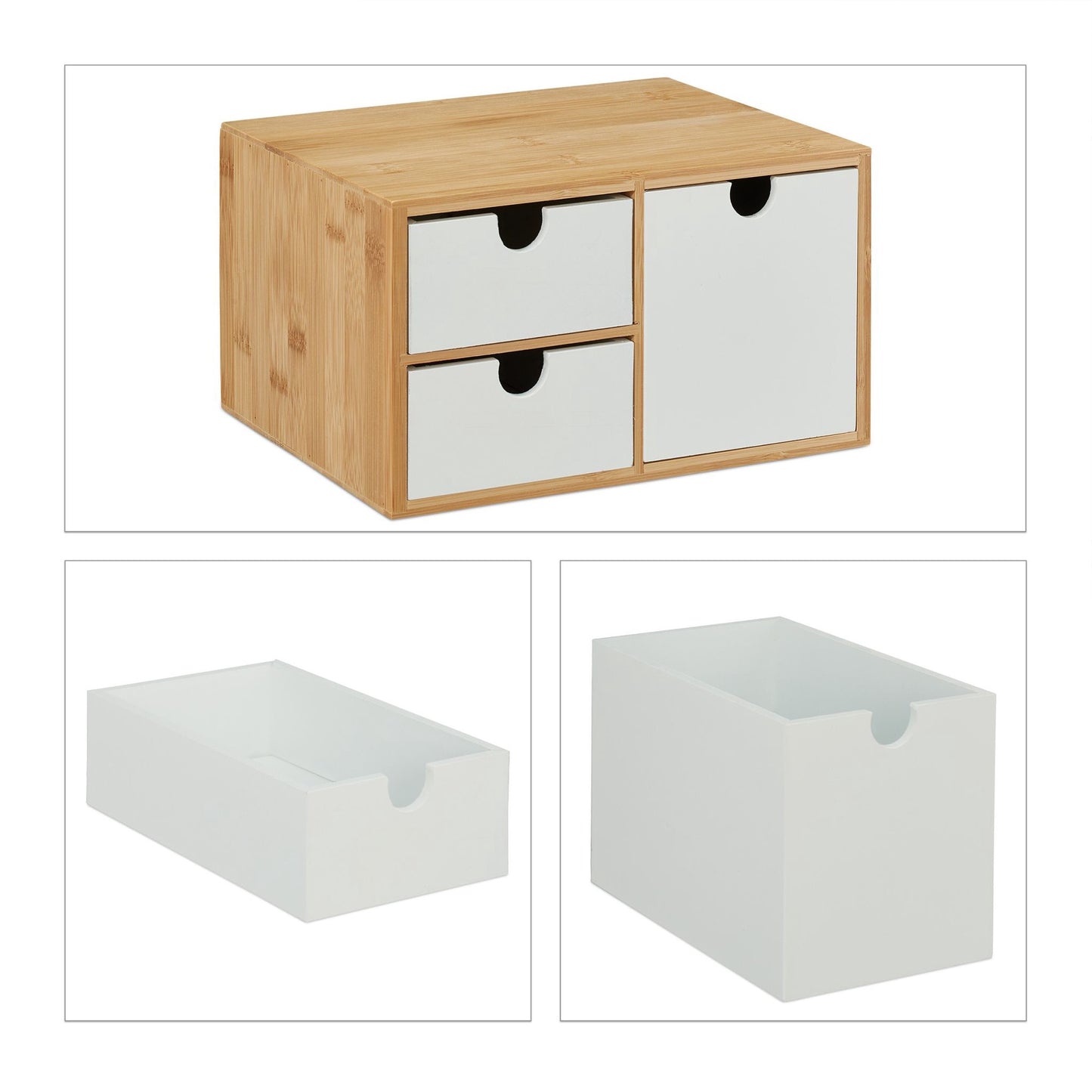 Drawer box in bamboo & MDF 3 compartments