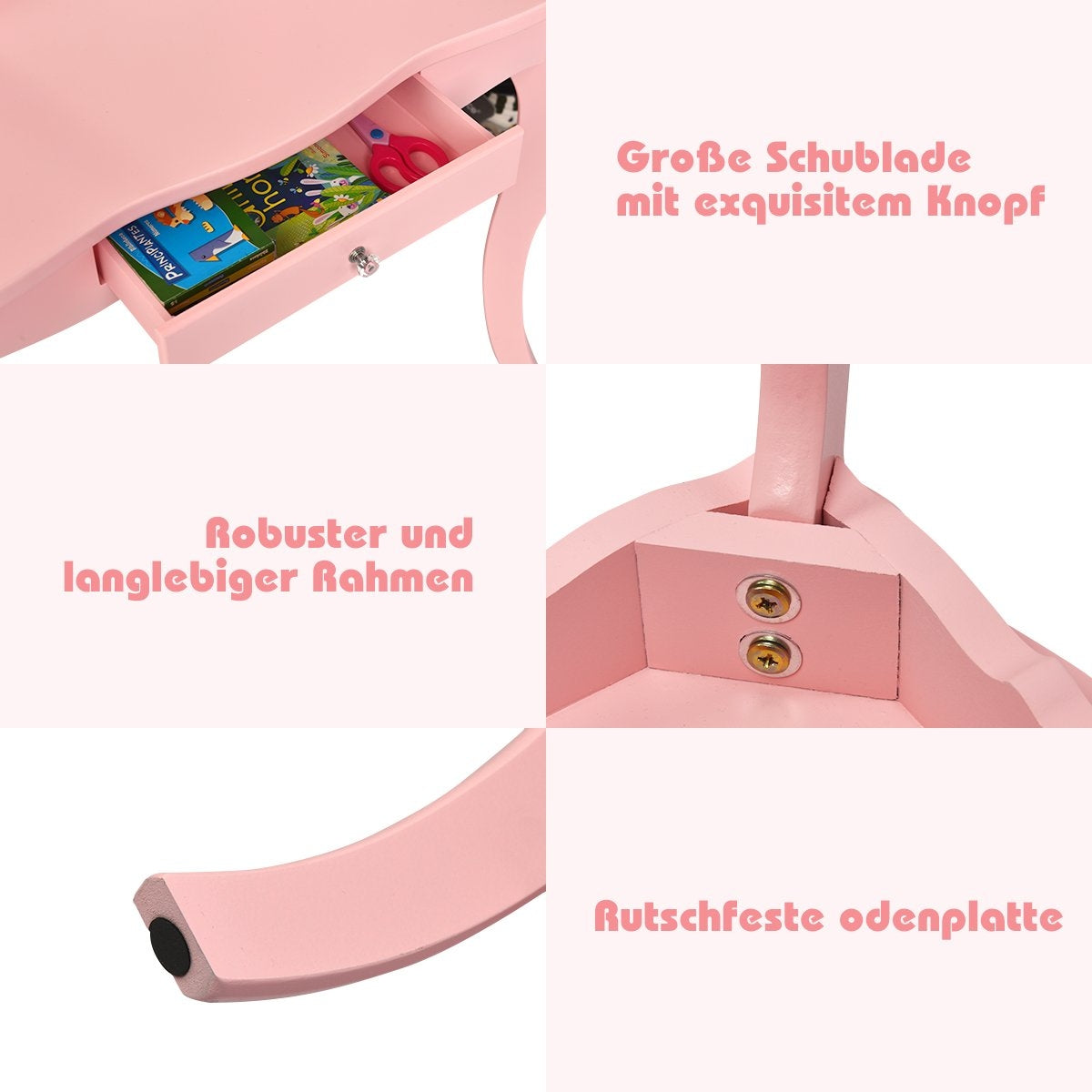 Dressing table dressing table and stool set for children 70 x 34 x 103 cm pink