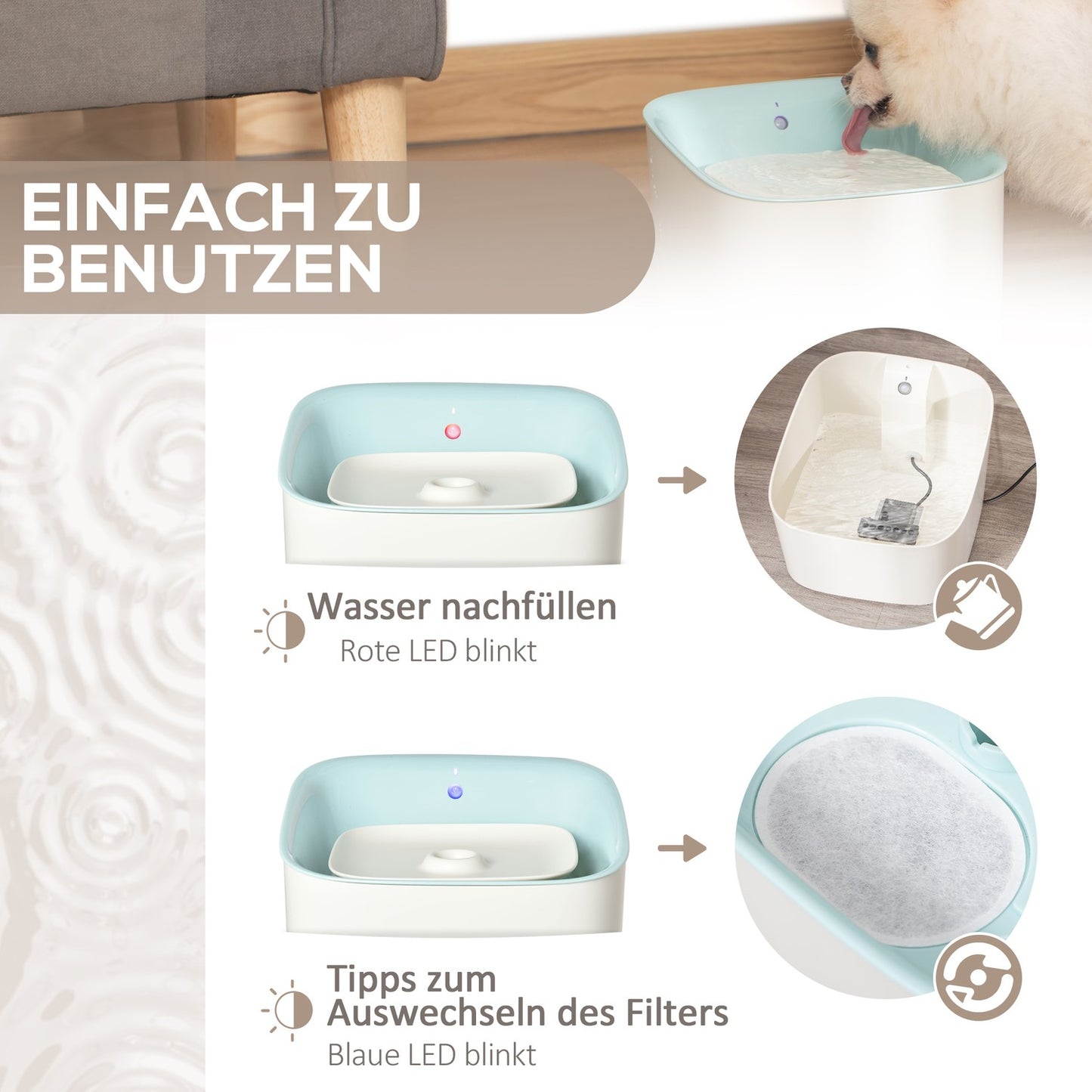 Automatic pet drinking fountain, 3L, infrared detection