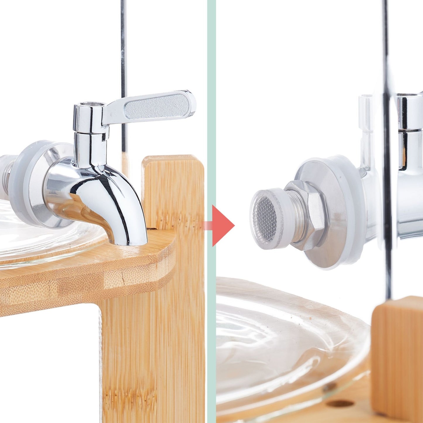 Drinks Dispenser with Tap, Bamboo Stand, Thermometer
