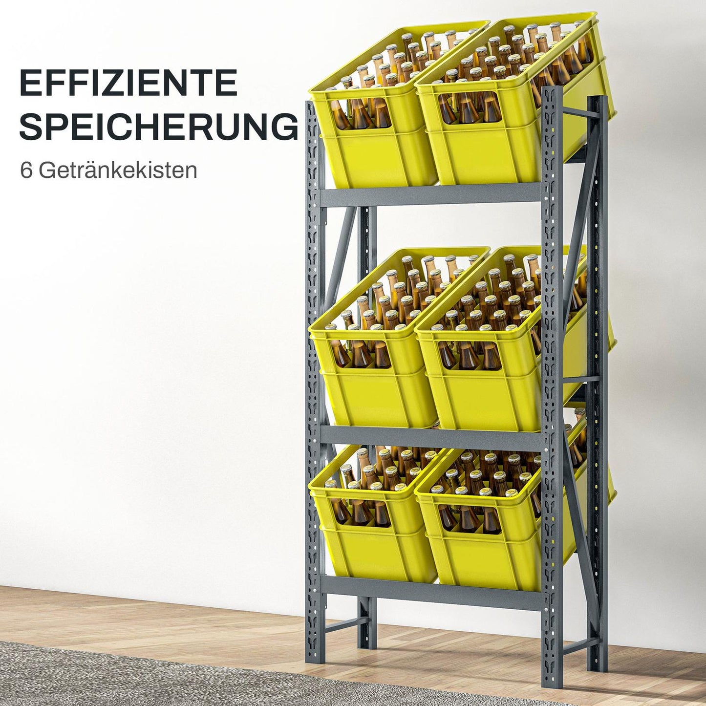 Freestanding Beverage boxes in gray steel - 6 trays, adjustable levels