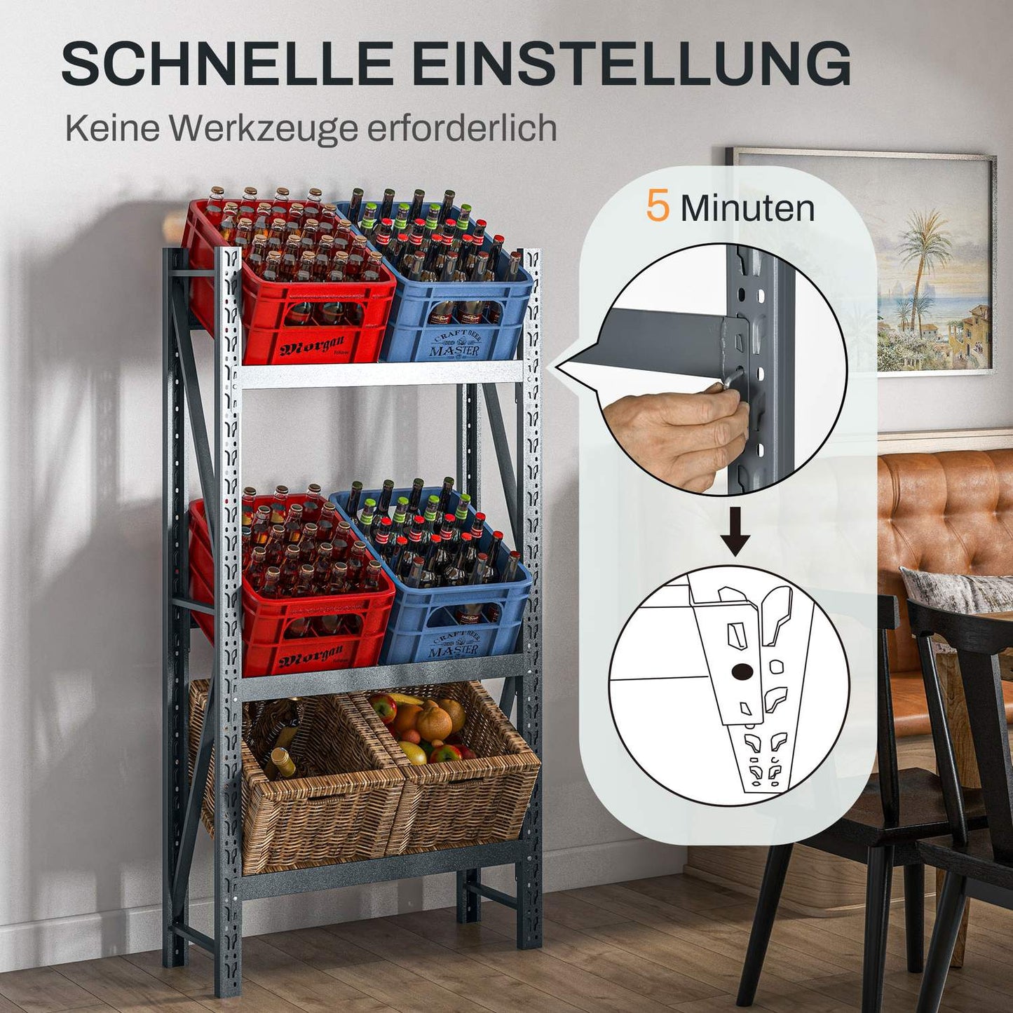 Freestanding Beverage boxes in gray steel - 6 trays, adjustable levels
