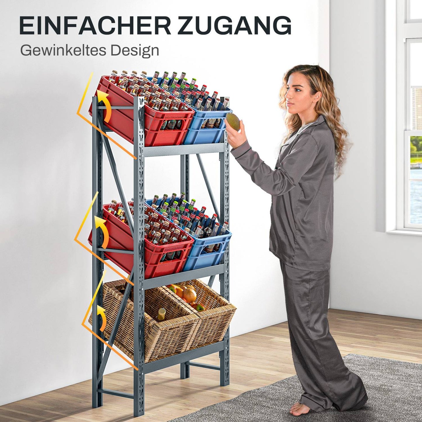 Freestanding Beverage boxes in gray steel - 6 trays, adjustable levels