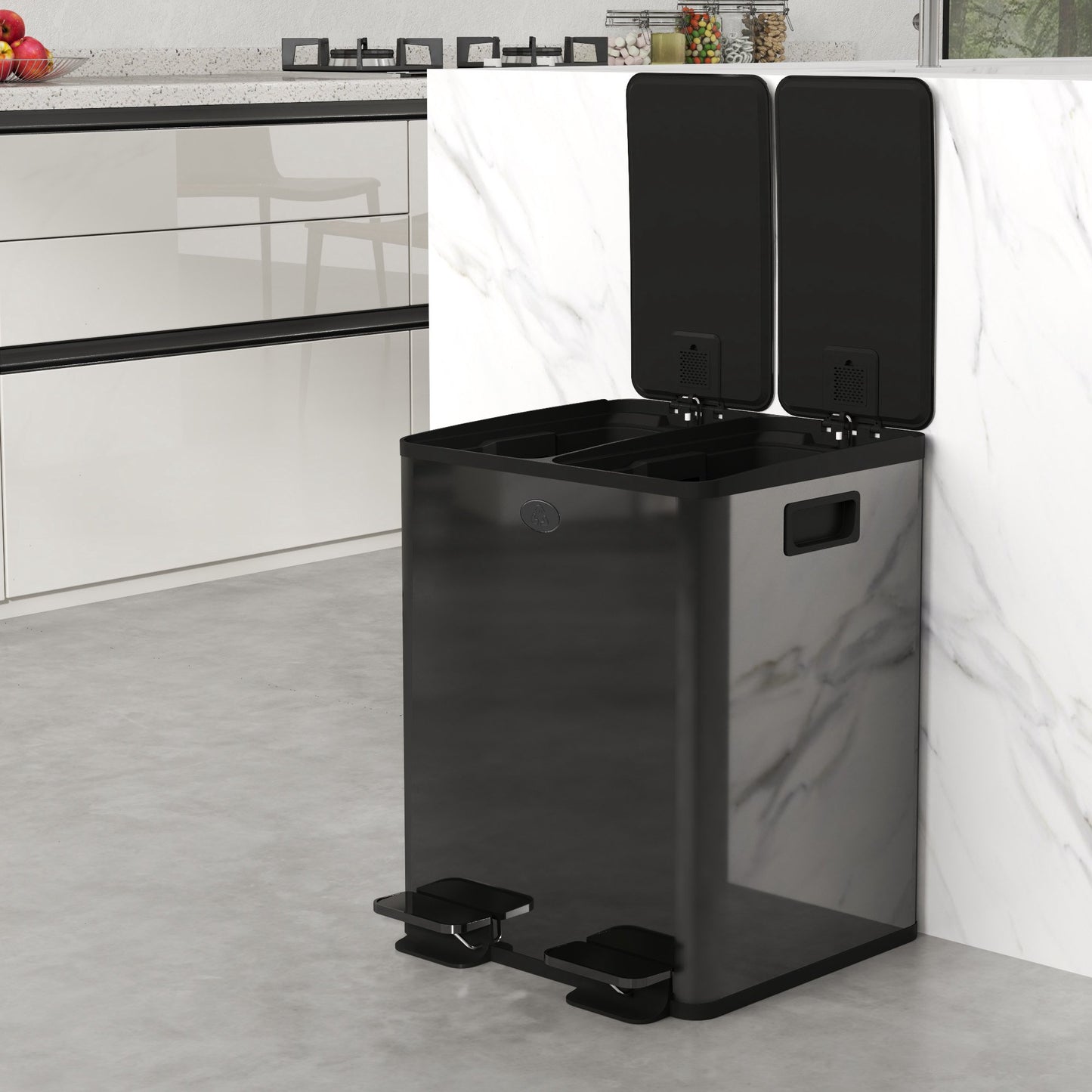 Dual Compartment 40L Stainless Steel Pedal Bin