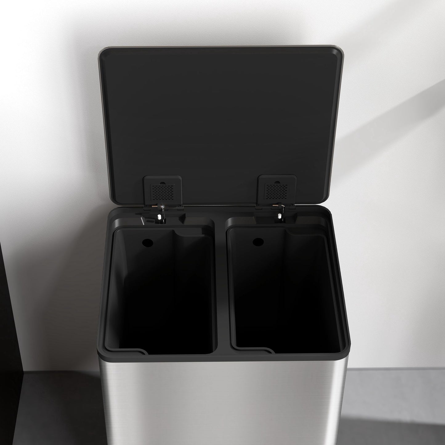 Dual Compartment 60L Stainless Steel Kitchen Bin