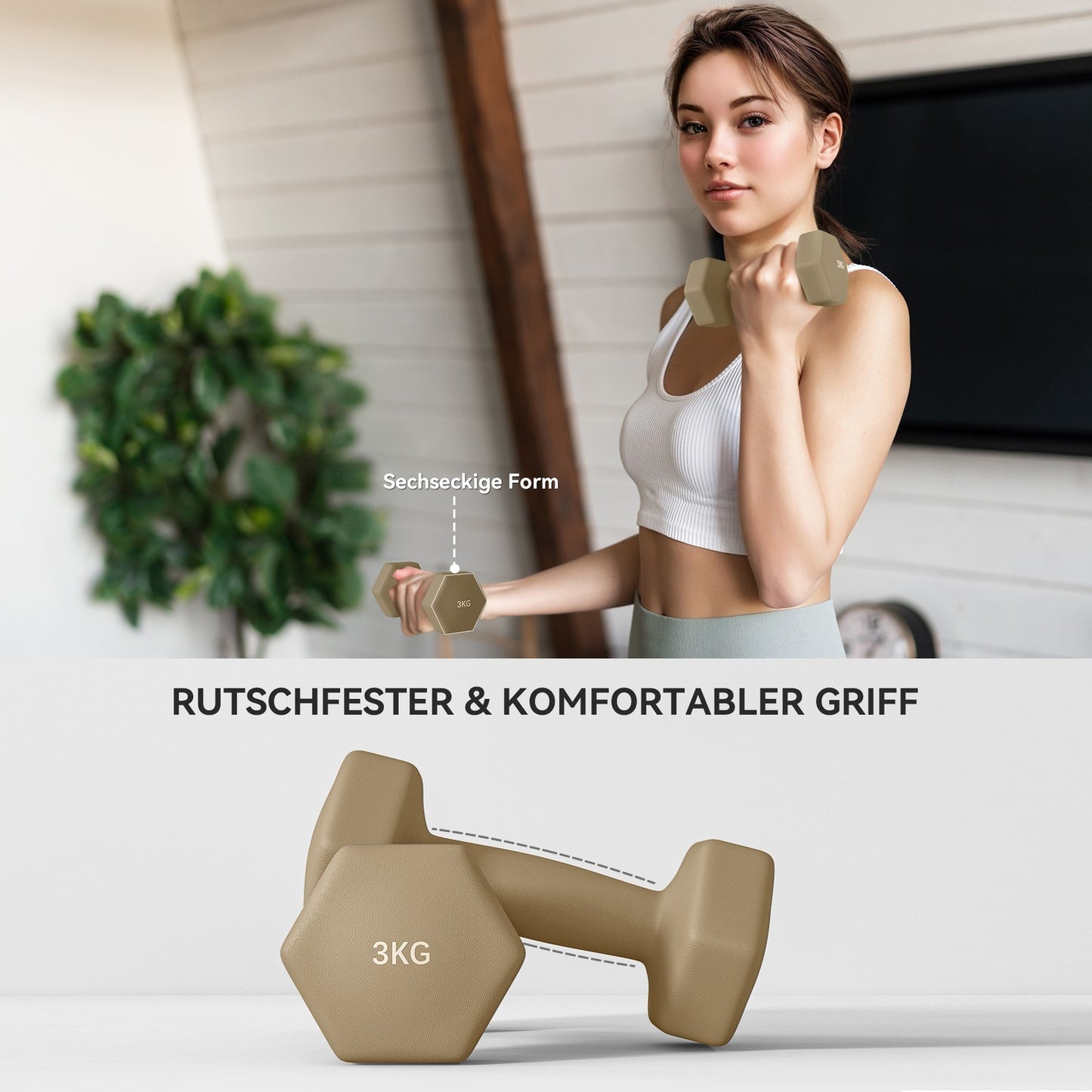 Dumbbell Set, 6-Piece Steel Weights with Case, 1kg-3kg