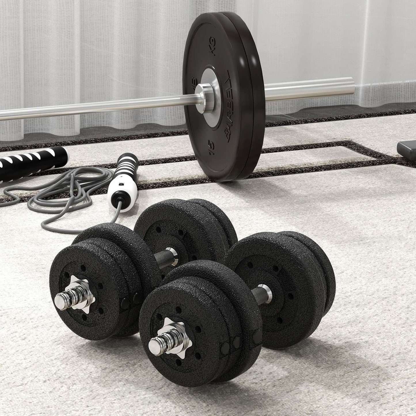 Dumbbell set 25KG dumbbell set with weight plates for home office gym steel imitation leather black