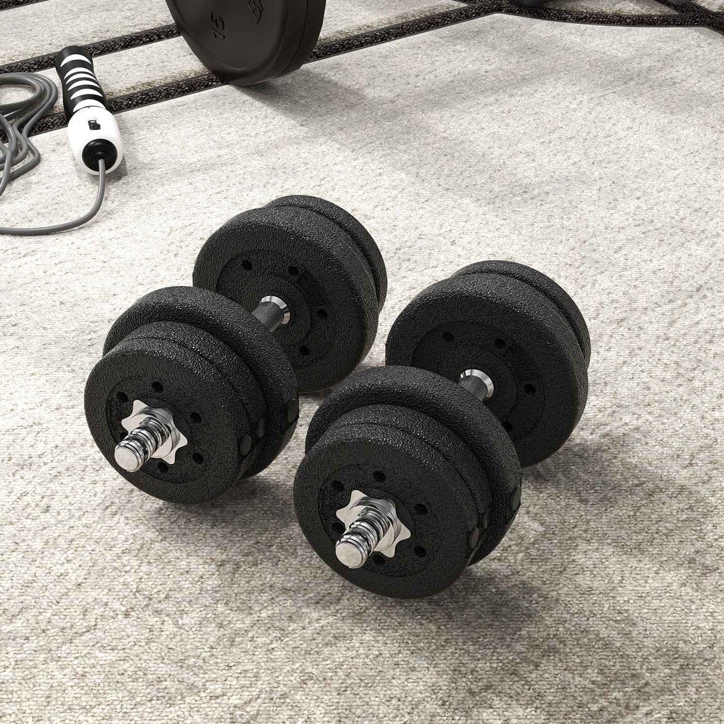 Dumbbell set 25KG dumbbell set with weight plates for home office gym steel imitation leather black