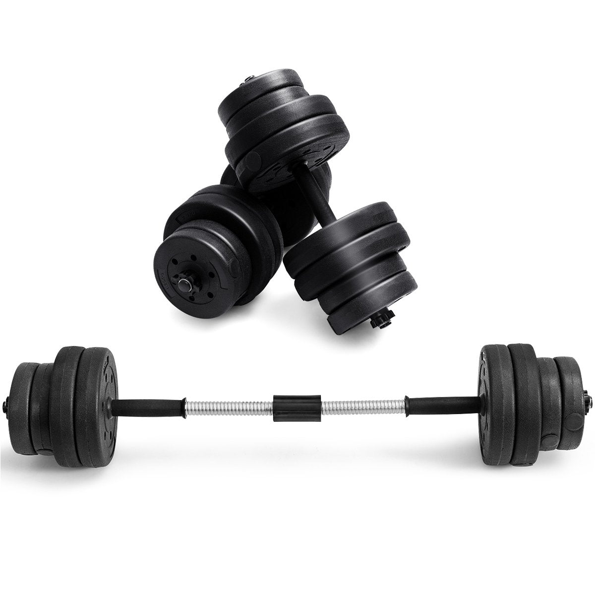 Dumbbell set 2 in 1 barbell set of 2 weight plates dumbbell discs strength training with 16 weight plates