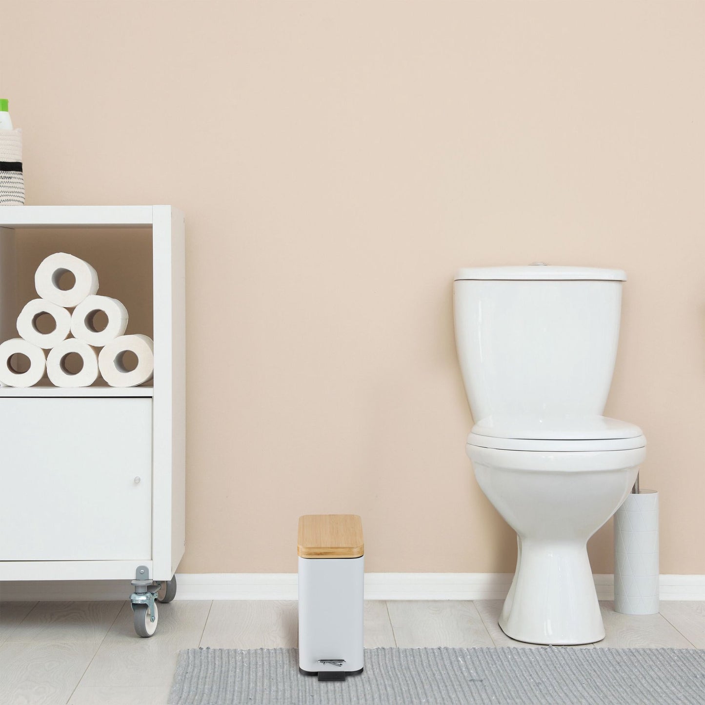 Dustbin for bathroom 5 liters with bamboo lid
