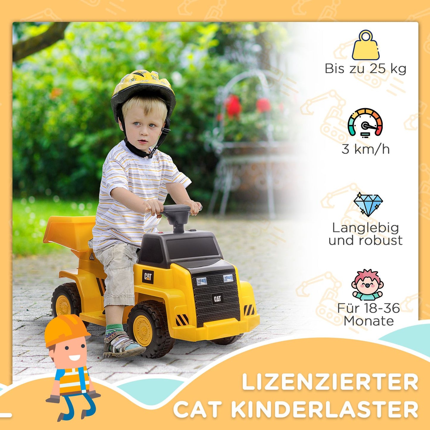 Electric toy tractor with horn and tilt loader