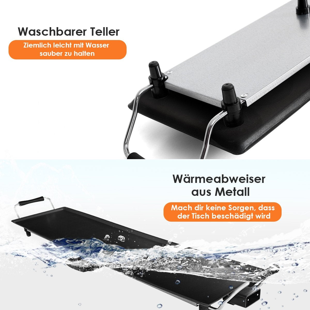 Electric Indoor Grill Plate, 1800W, Adjustable Temp, 90x23 cm