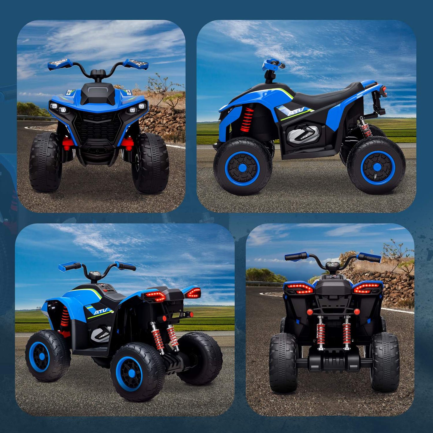 Electric Quad for Kids - 12V, LED Lights, USB and Music