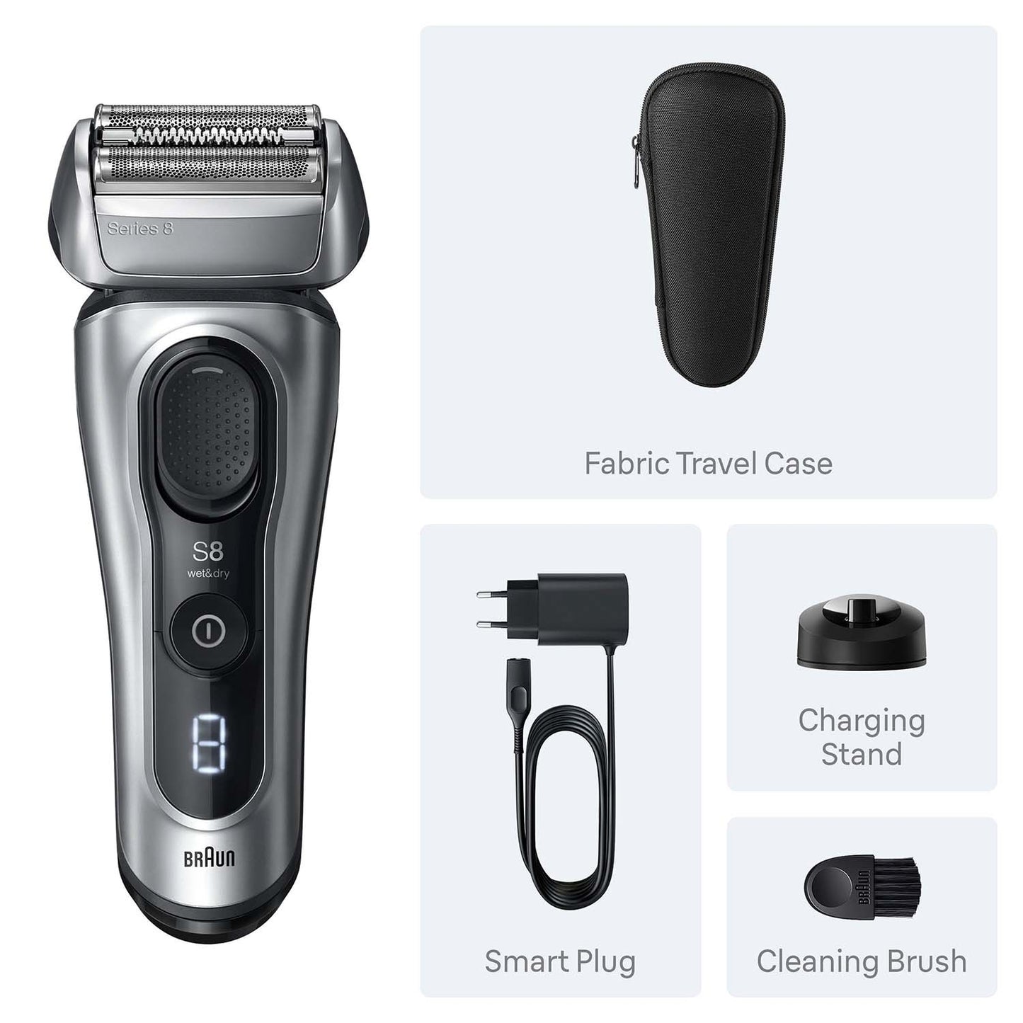 Electric Shaver, Wet & Dry, Rechargeable, Series 8