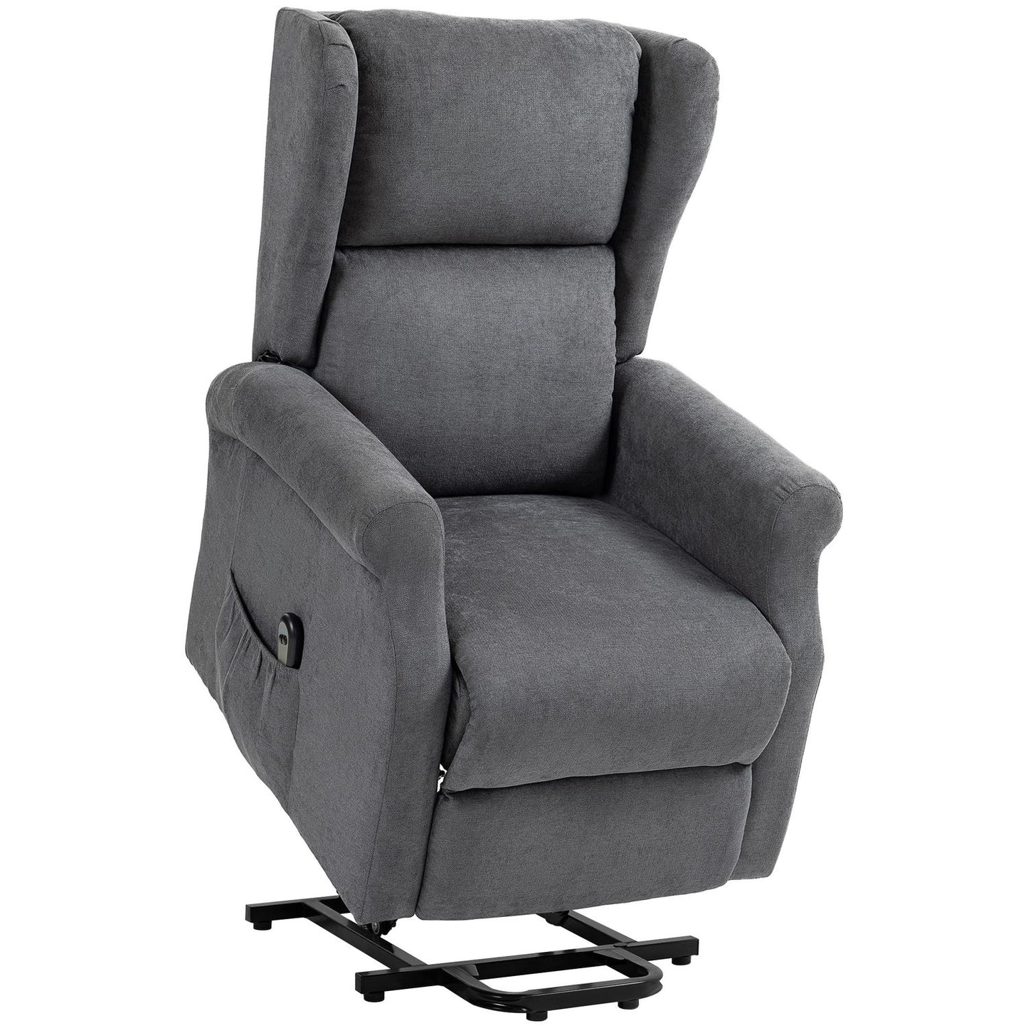 Electric recliner with standing aid and side pocket