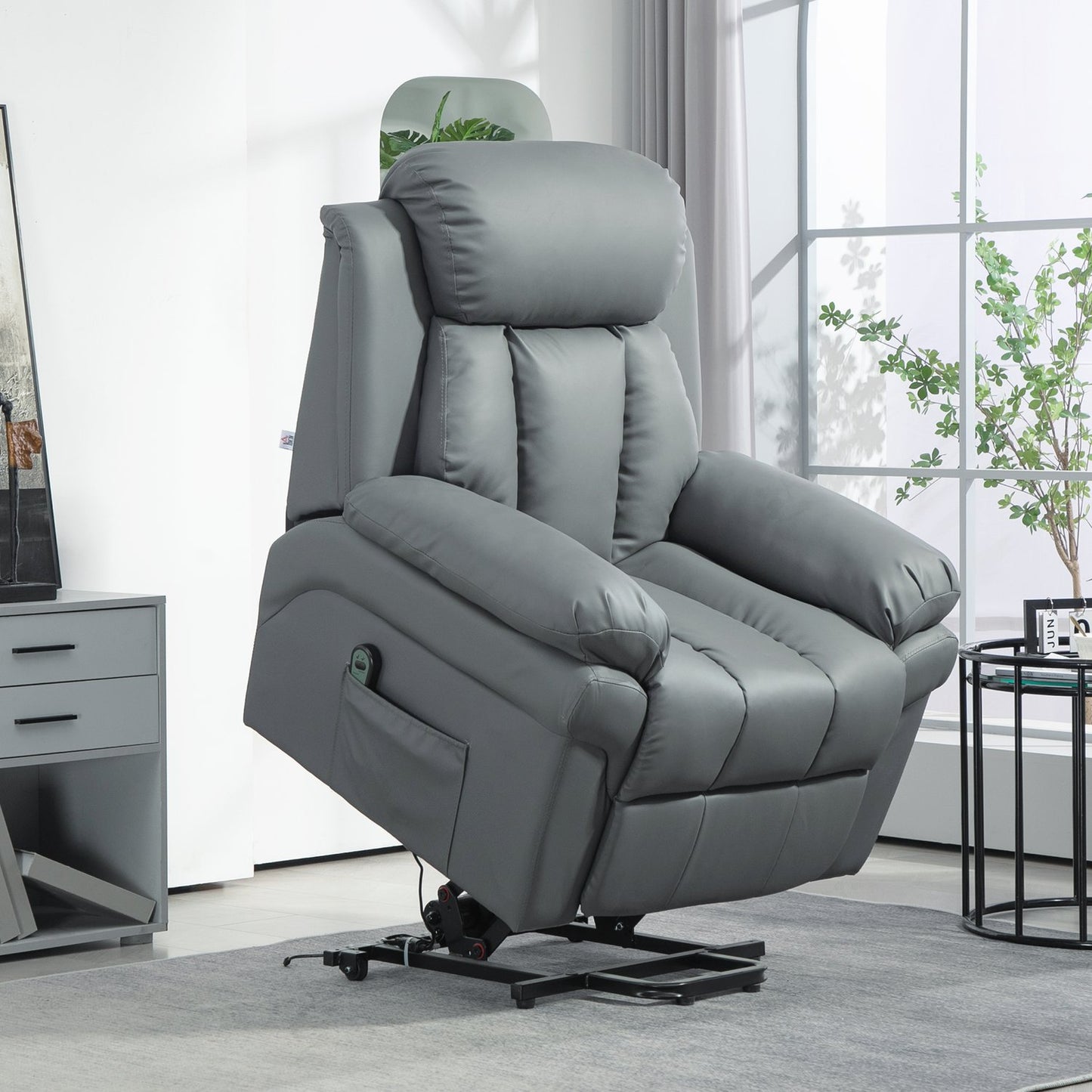 Electric recliner with stand-up aid and remote control