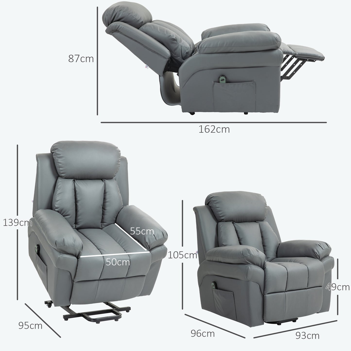 Electric recliner with stand-up aid and remote control
