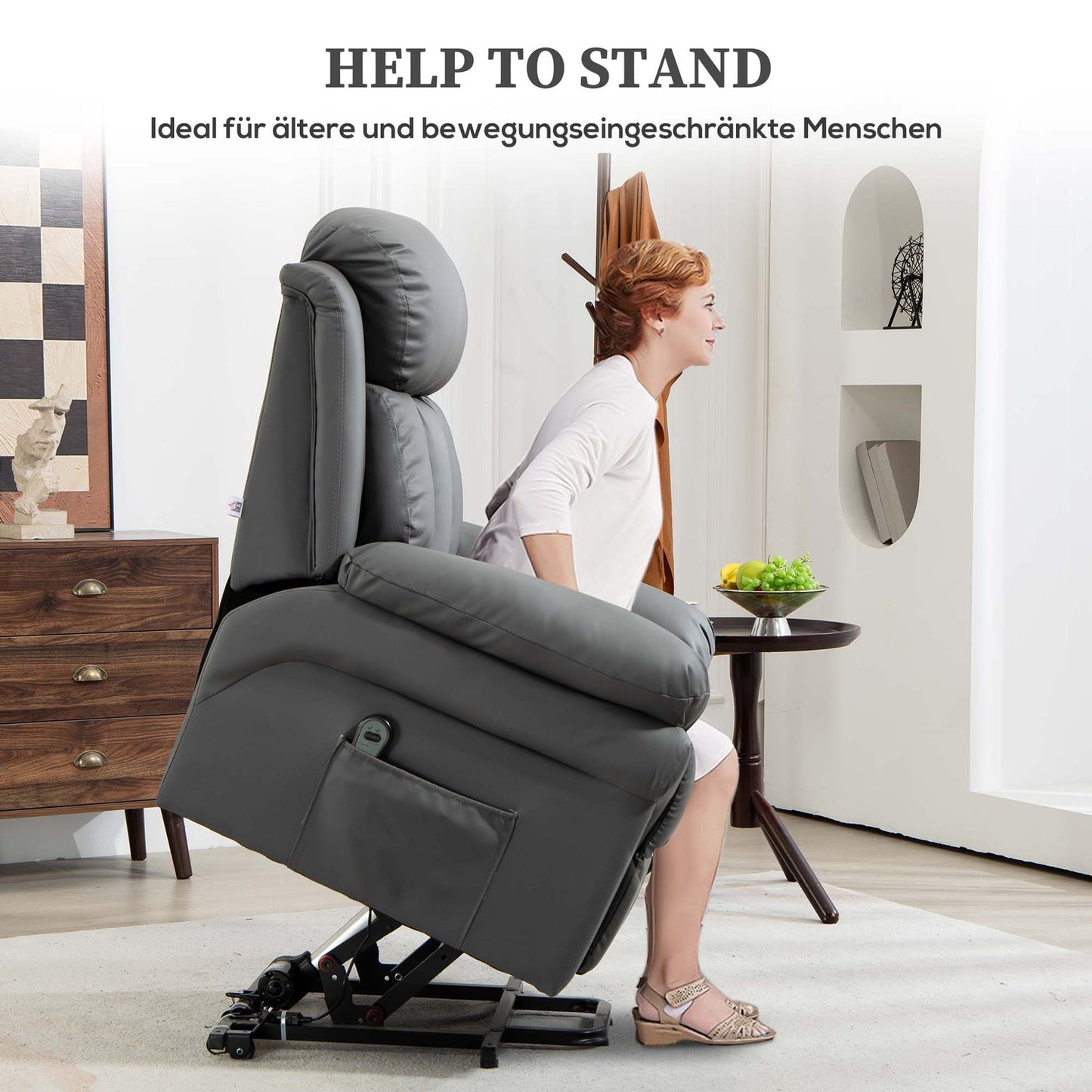 Electric recliner with stand-up aid and remote control