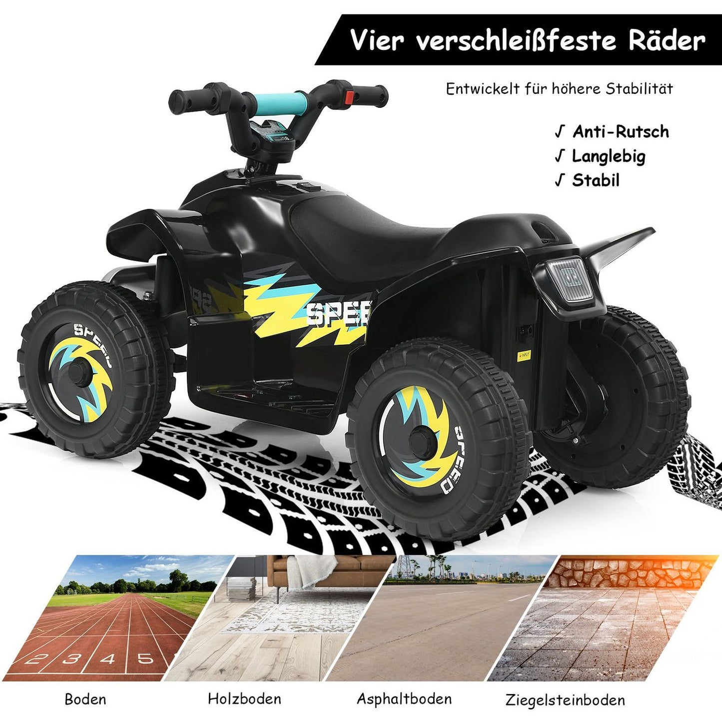 Electric car for children, electric children's quad, children's motorcycle, 73 x 40 x 44.5 cm, black