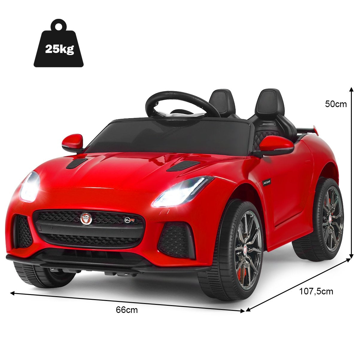 Electric children's car with stories & music & horn & headlights 12V children's vehicle with 2.4G remote control red