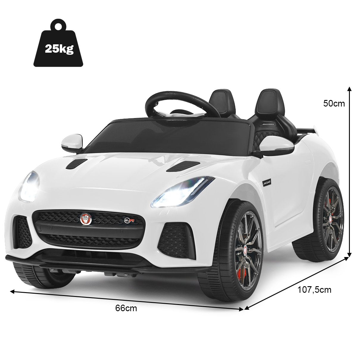 Electric children's car with stories & music & horn & headlights & 2.4G remote control white