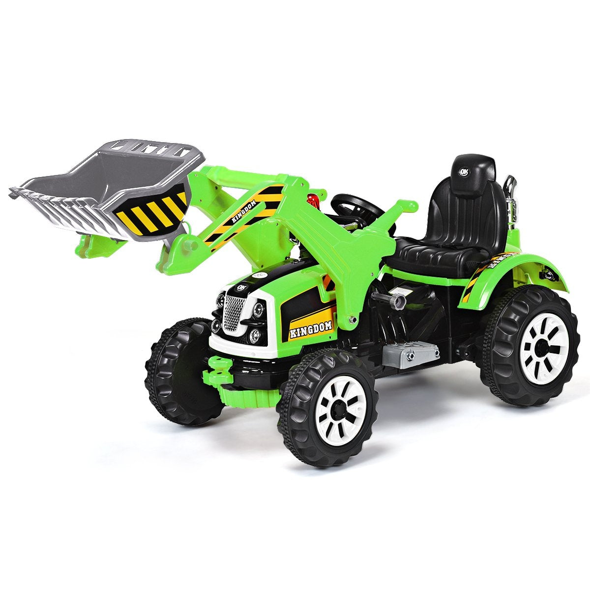 Electric children's forklift battery-operated children's excavator with 2 speeds seat excavator green