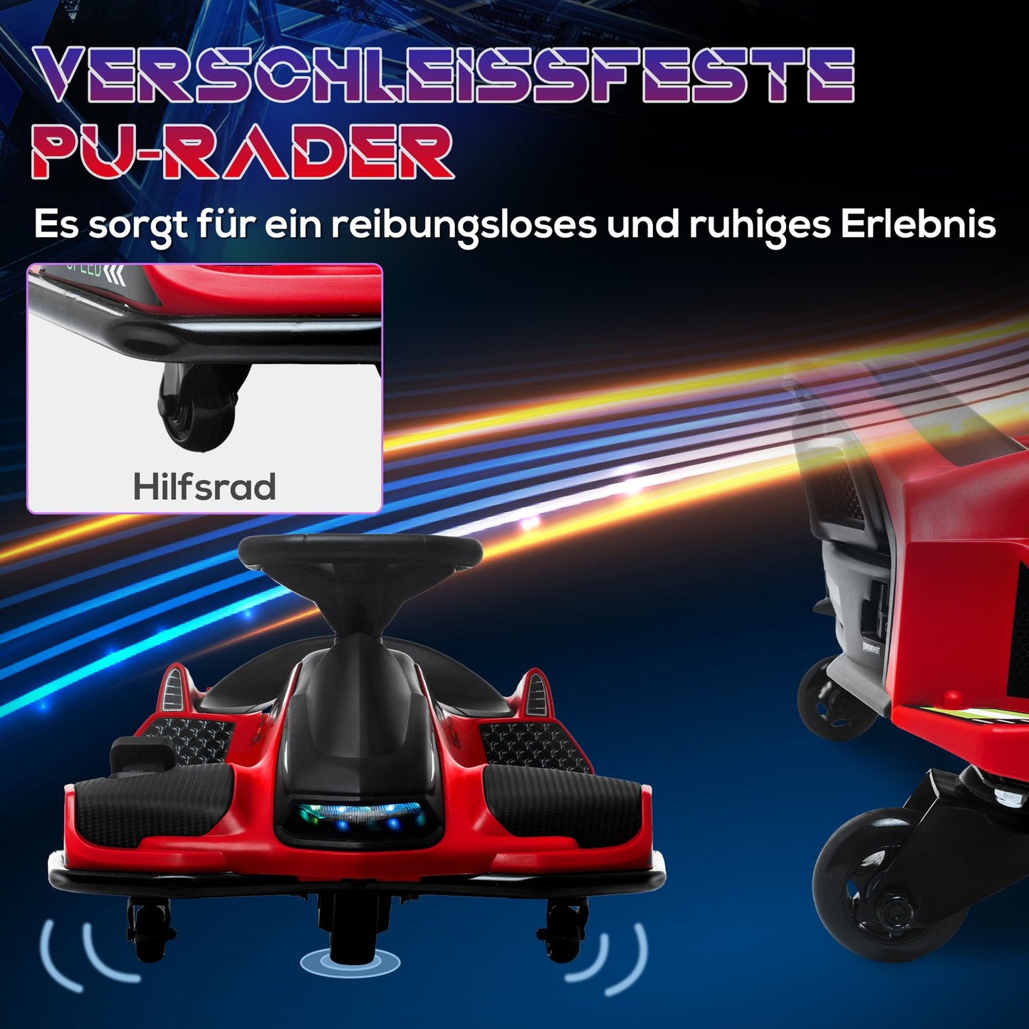 Electric Go-Kart for Kids, 3-8 km/h, Lights & Music