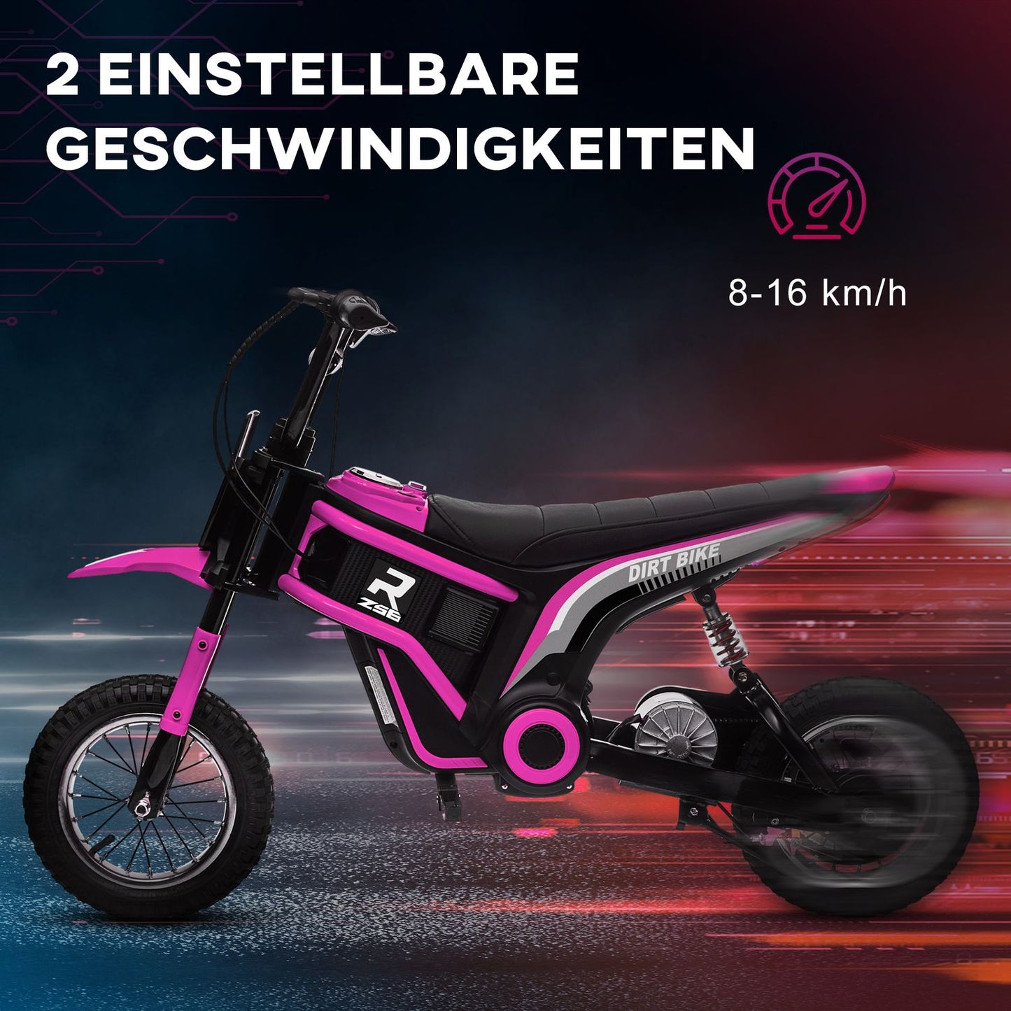 Kids' Electric Motorcycle, 24V, Ages 8-12, Pink
