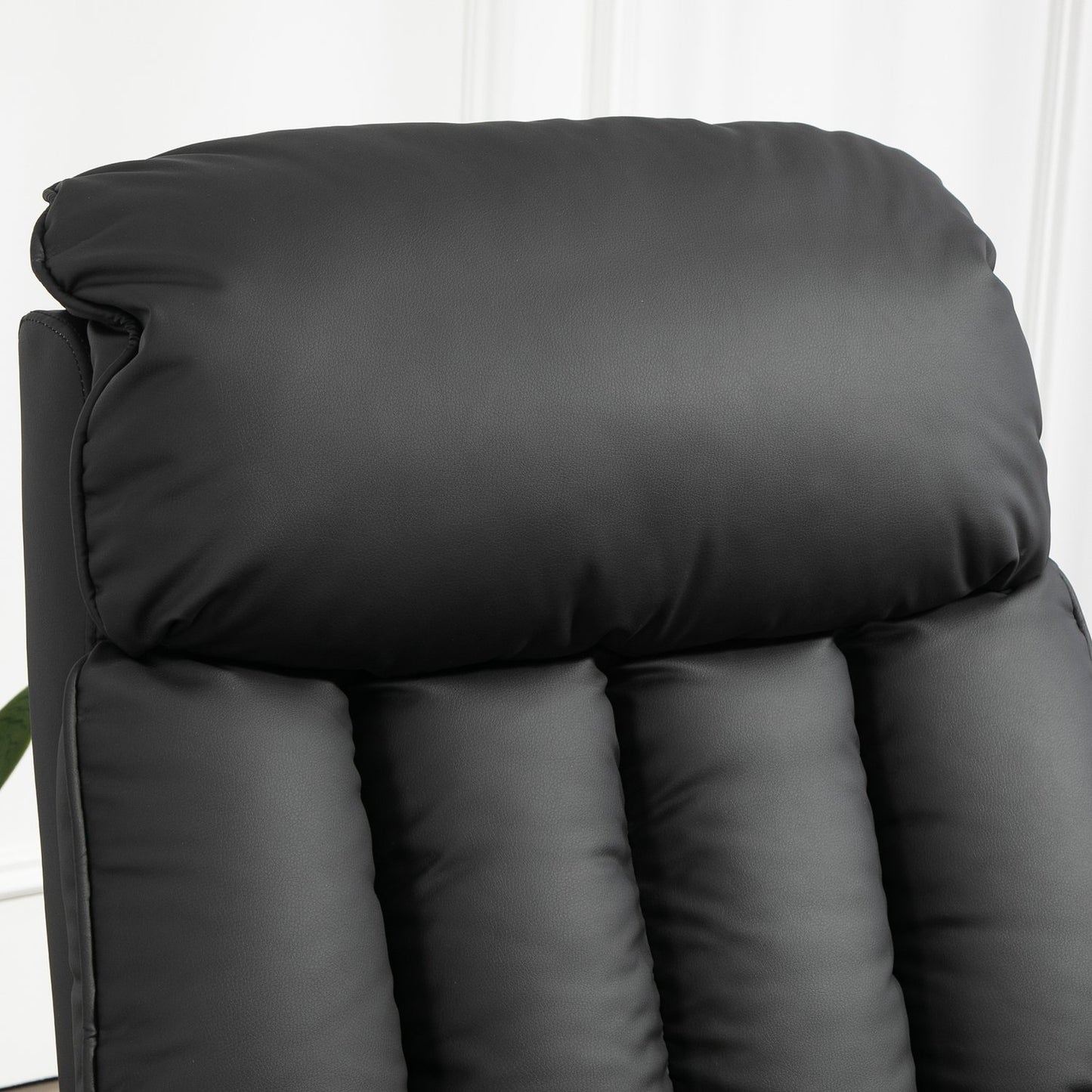 Electric Recliner Chair with Stand-Up Aid, Faux Leather, Black